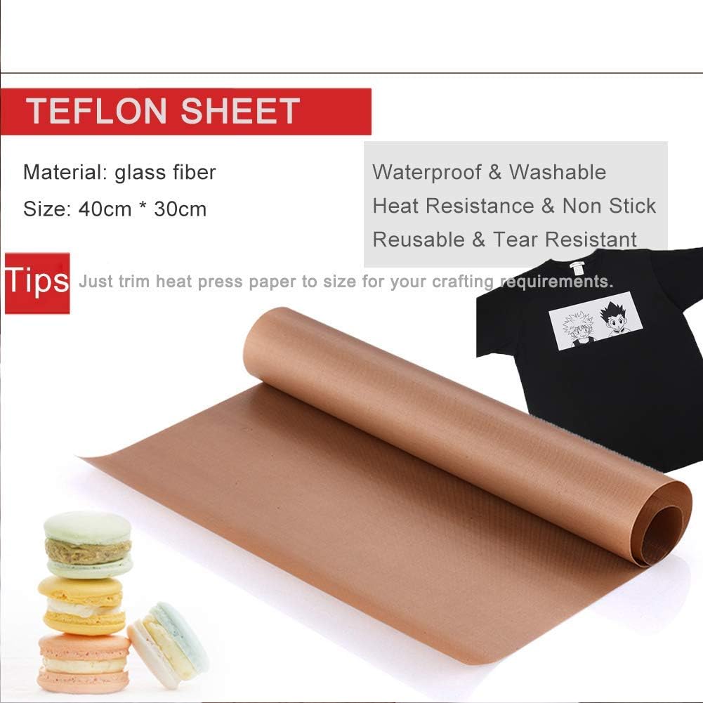 Heat Press Teflon Sheet - Teflonblad voor hittepers, 1 stuks PTFE