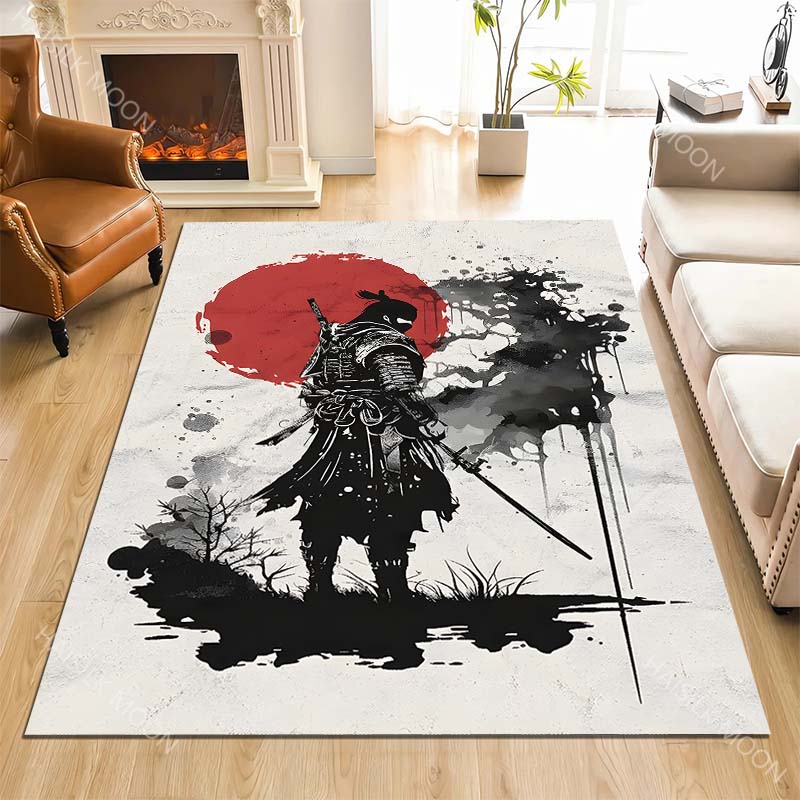 Commercial Printing Ink - Samurai en rode zon inkt schilderij
